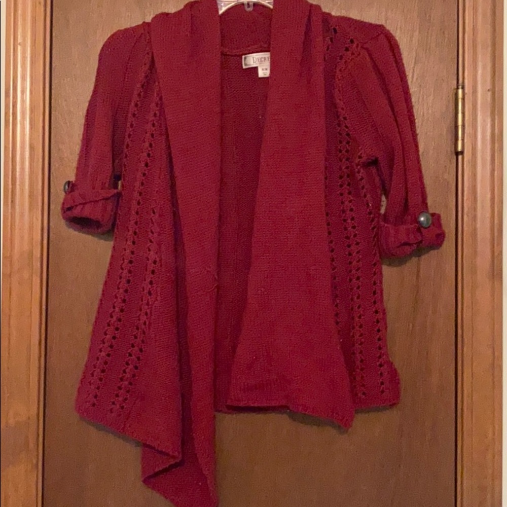 Decree Burgandy Medium Sweater Cardigan